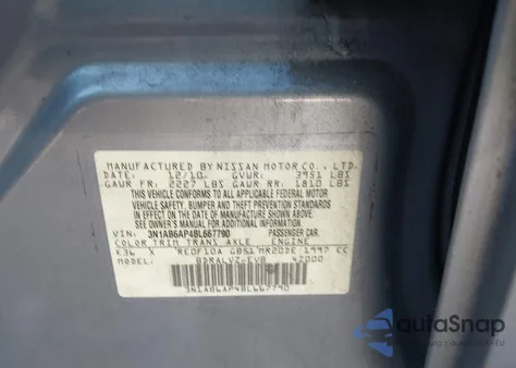 2011 Nissan Sentra 2.0Sl z USA, uszkodzony, nr VIN 3N1AB6AP4BL667790